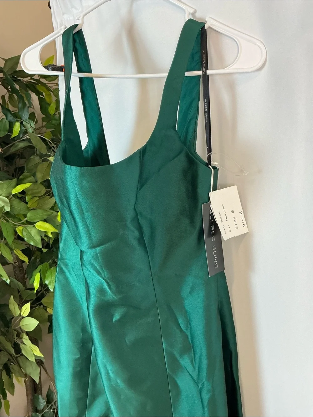 ALFRED SUNG Hunter Green Sleeveless Square-Neck Princess Gown - Picture 3 of 7